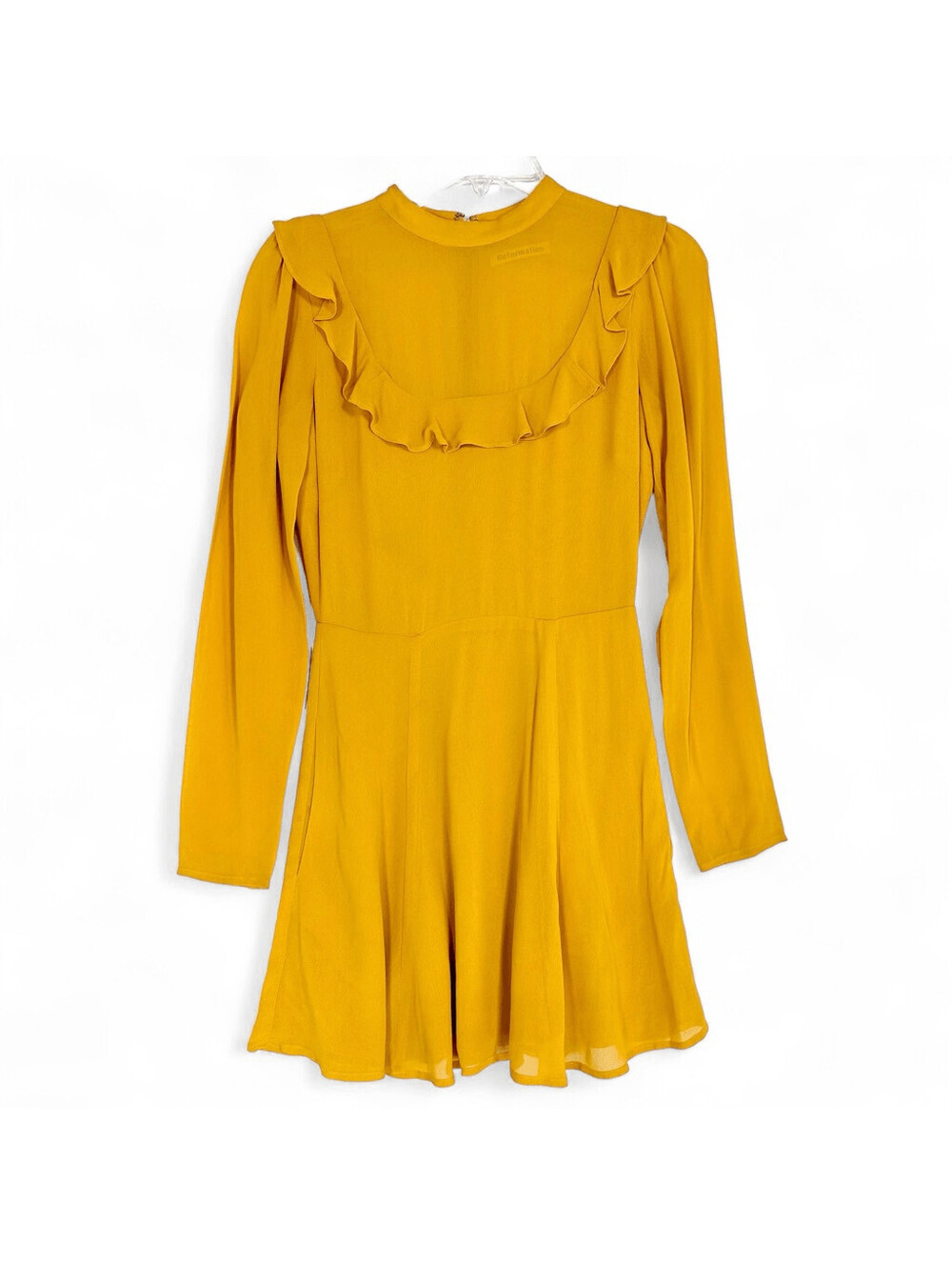 Reformation Spark Long Sleeve Mini Dress Siz 2 Mustard Color Autumn Twee Gamine